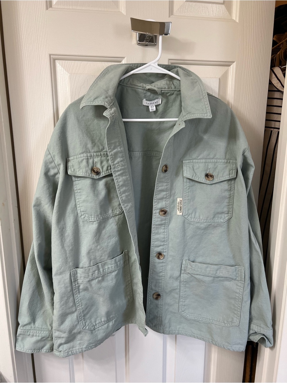 Topshop Light Sage Utility Shirt Jacket